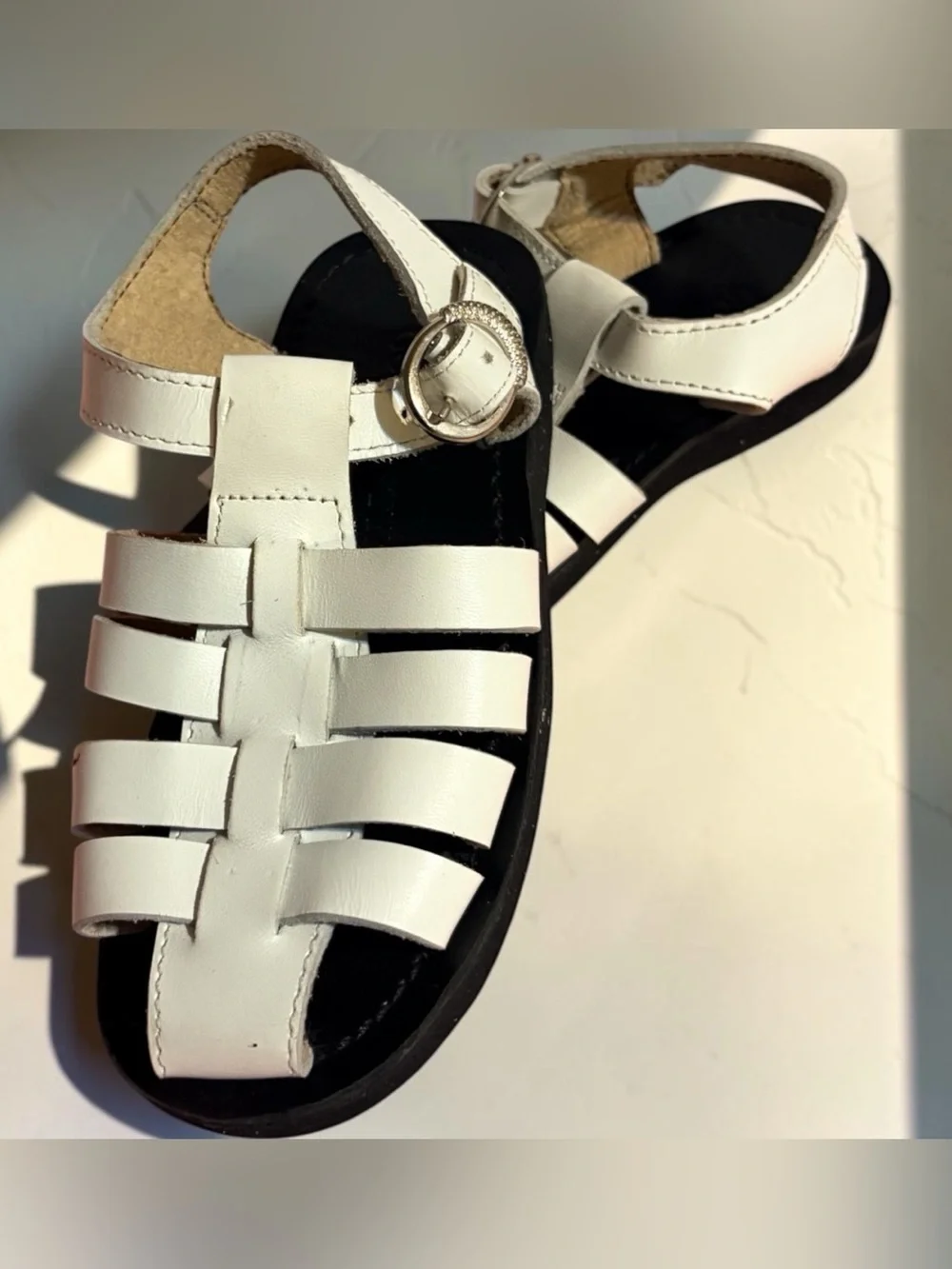 White Leather Summer Sandals